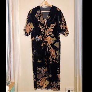 Zara Burnout Velvet Tie Front Top